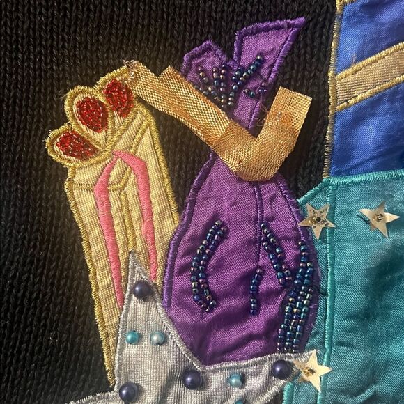 VTG 80s Xmas Christmas Sweater Shoulder Pads Holiday P2P:23” L:29.5” - Picture 12 of 14